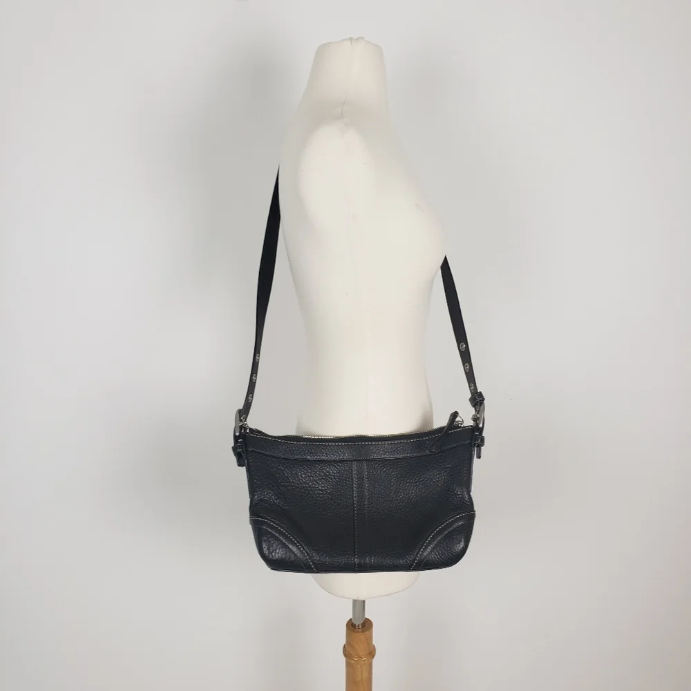 Coach Black Pebbled Leather Mini Crossbody Bag